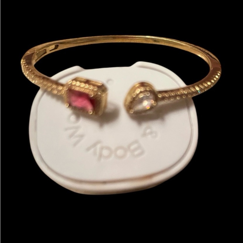 Elegant Gold and Pink Bangle Bracelet